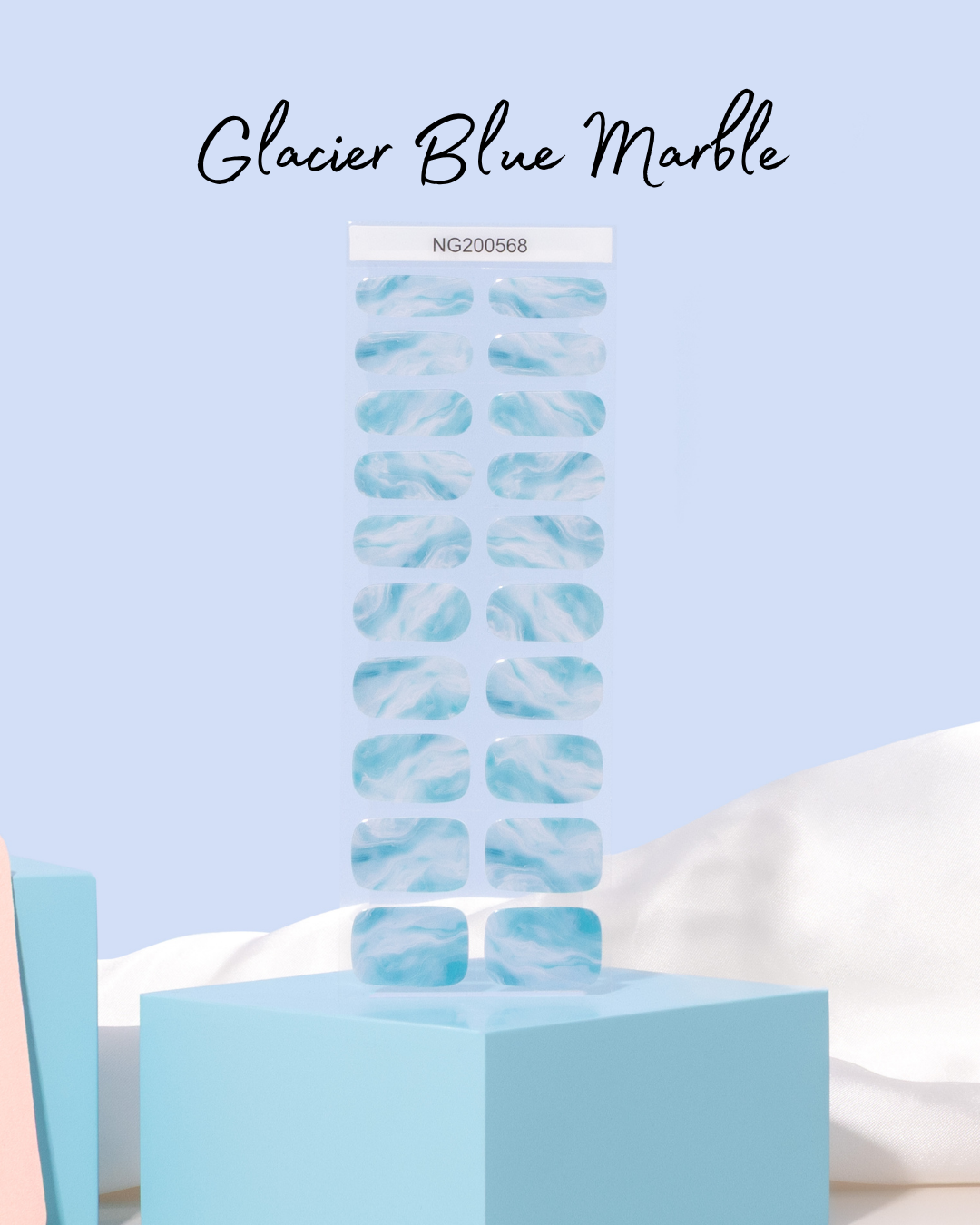 NEW Glacier Blue Marble DIY Semicured Gel Nail Sticker Kit (Limited Edition)
