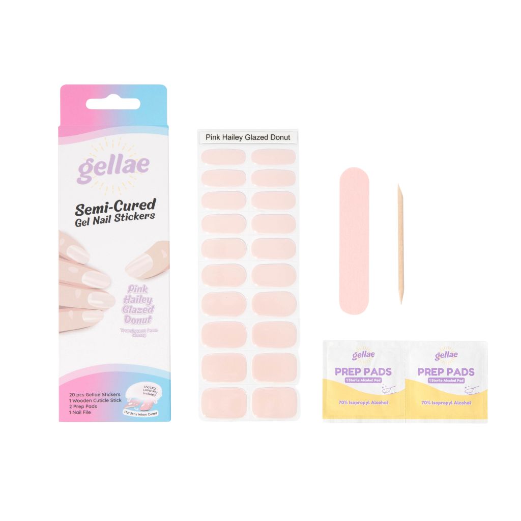 Pink Hailey Glazed Donut DIY Semicured Gel Nail Sticker Kit