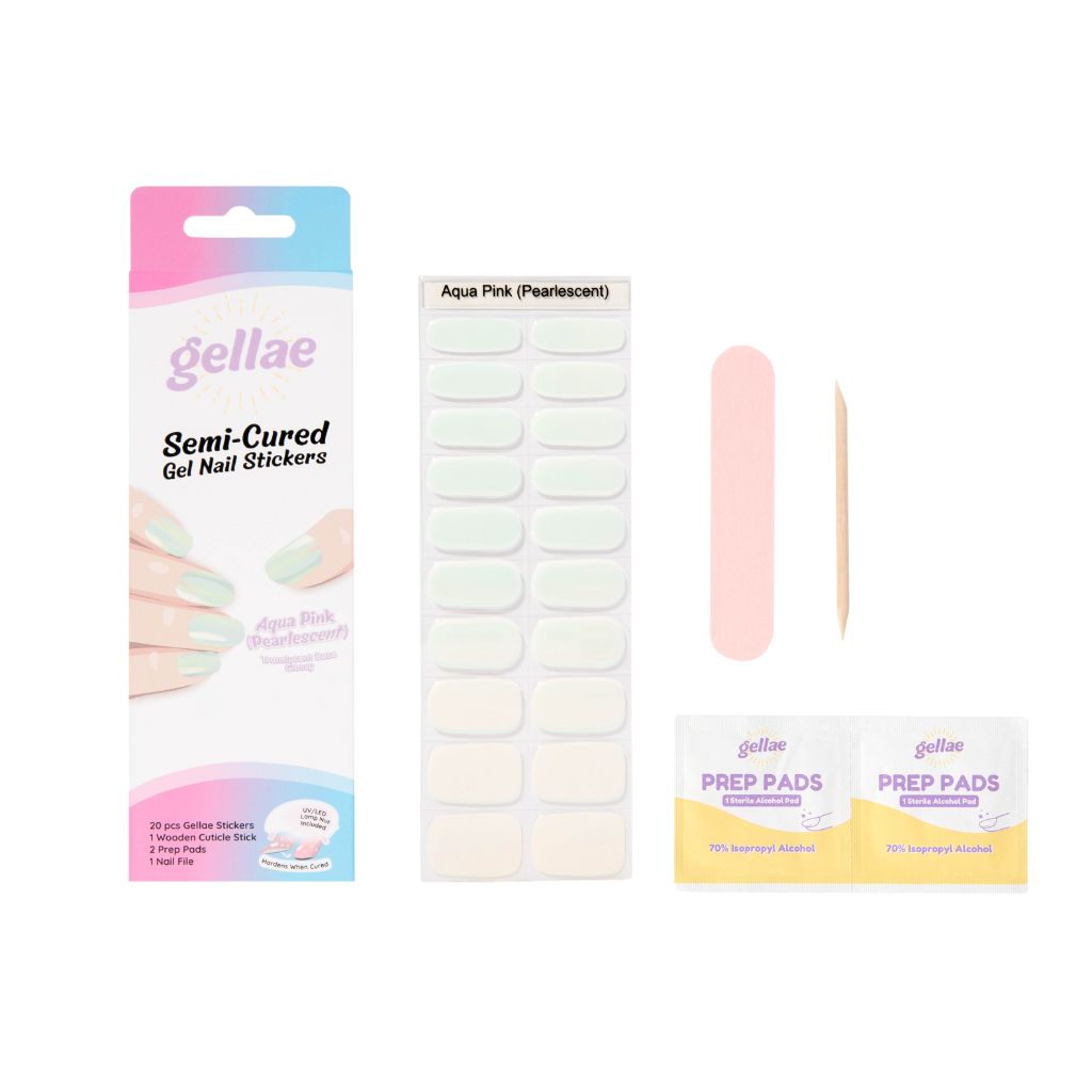 Aqua Pink (Pearlescent) DIY Semicured Gel Nail Sticker Kit