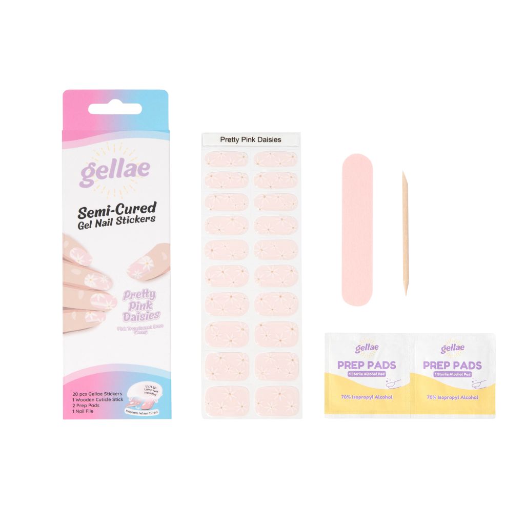 Kit de pegatinas para uñas de gel semicurado con margaritas rosas bonitas