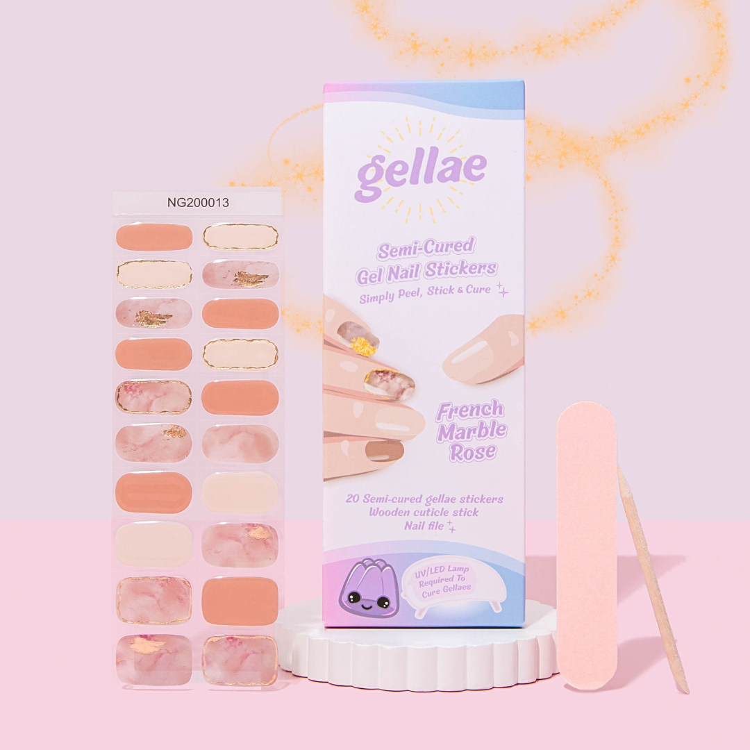 Gellae DIY French Marble Rose DIY Semicured Gel Nail Sticker Kit