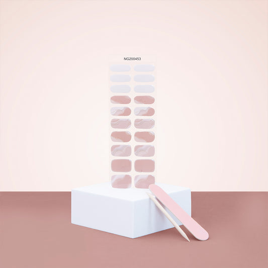 Kit de pegatinas para uñas de gel semicurado con efecto café helado y rubor jaspeado