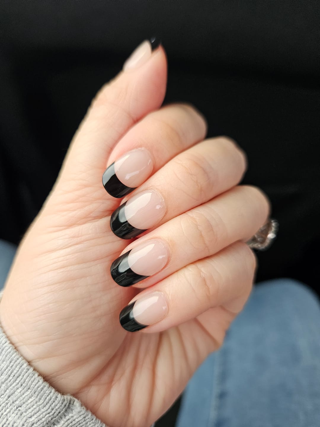 Kit de pegatinas para uñas de gel semicuradas con punta francesa en negro