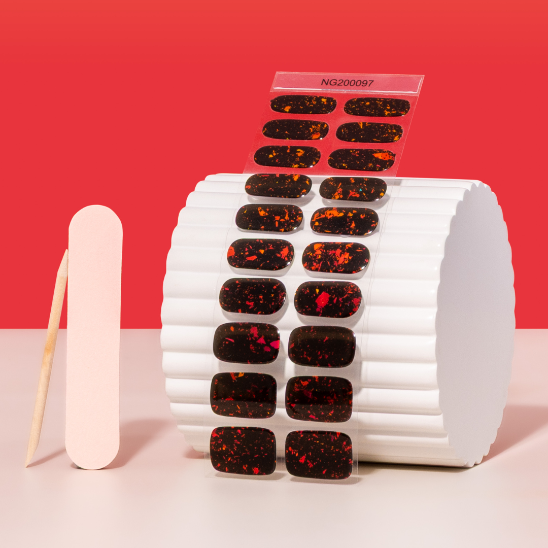 Kit de pegatinas para uñas de gel semicuradas Embers By Night (moteado)