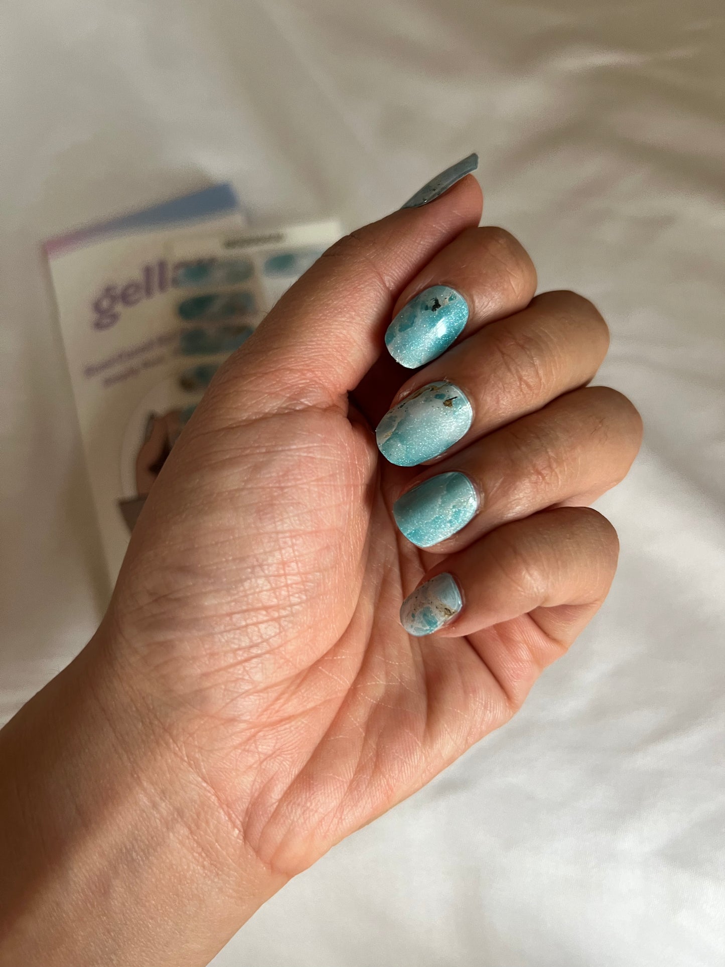 Aqua Seafoam Shimmer DIY Semicured Gel Nail Sticker Kit
