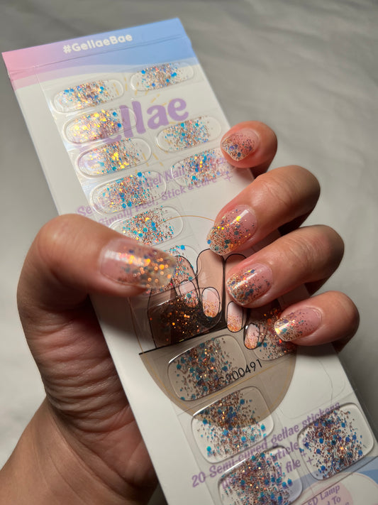 Kit de pegatinas para uñas de gel semicuradas con purpurina de Año Nuevo (edición limitada)
