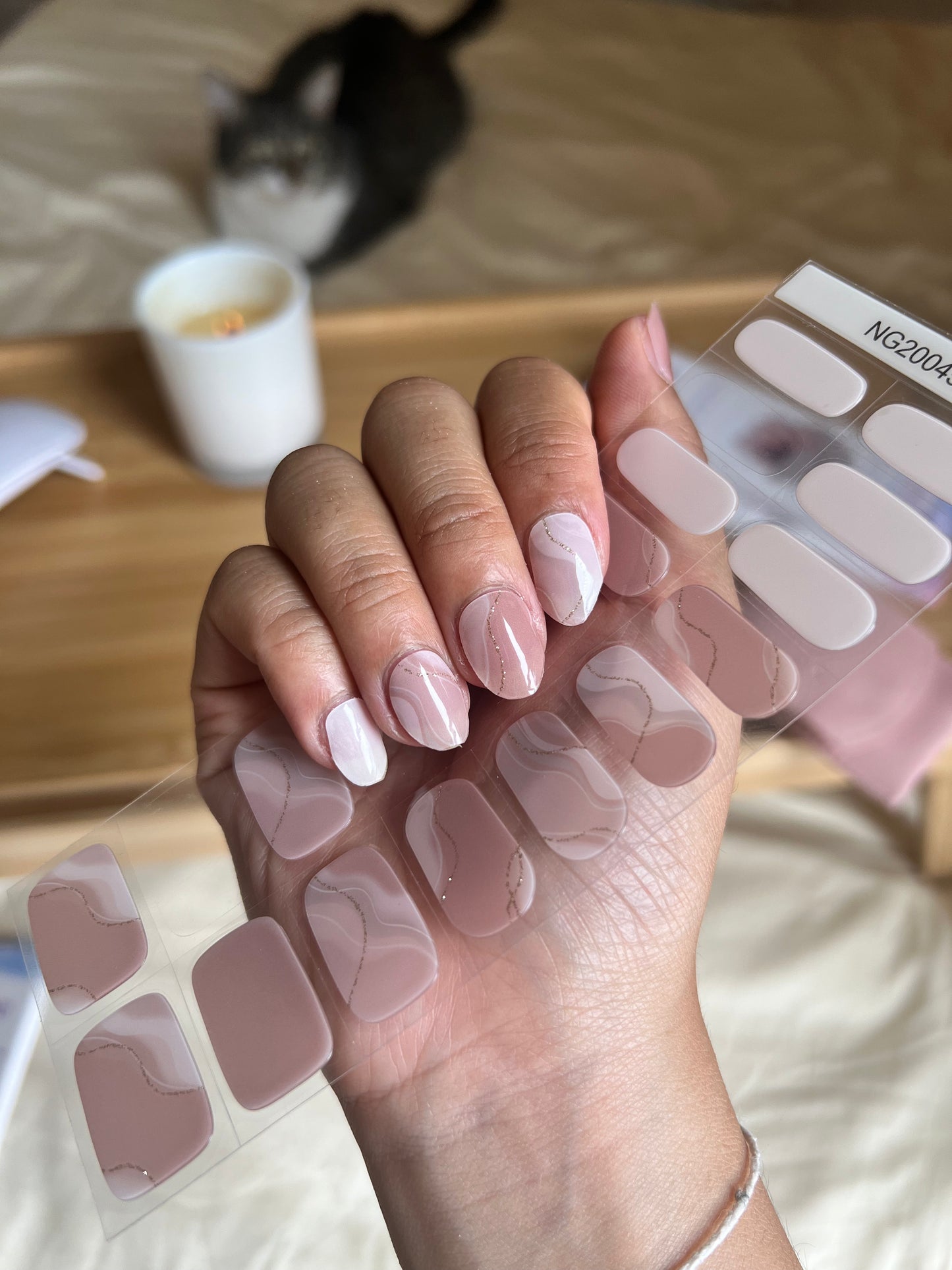 NYT Marbled Blush Iced Latte DIY Semicured Gel Nail Sticker Kit