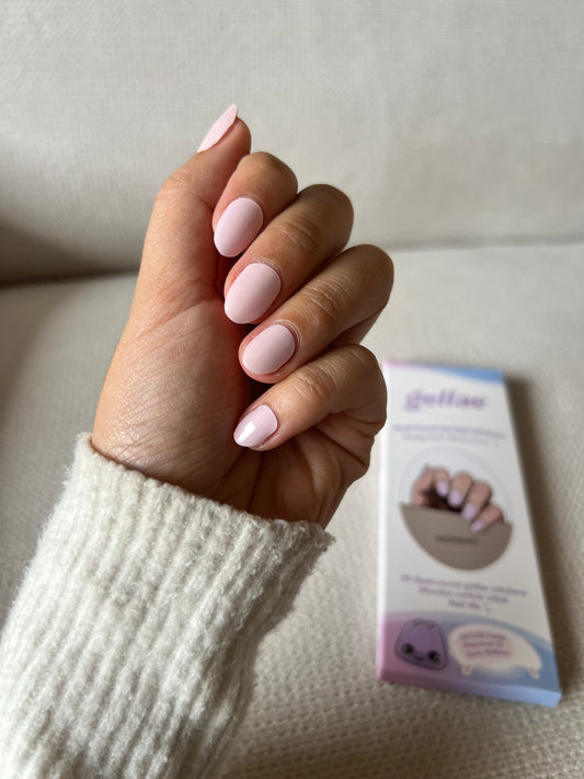 Kit de pegatinas para uñas de gel semicuradas de color rosa malvavisco pastel