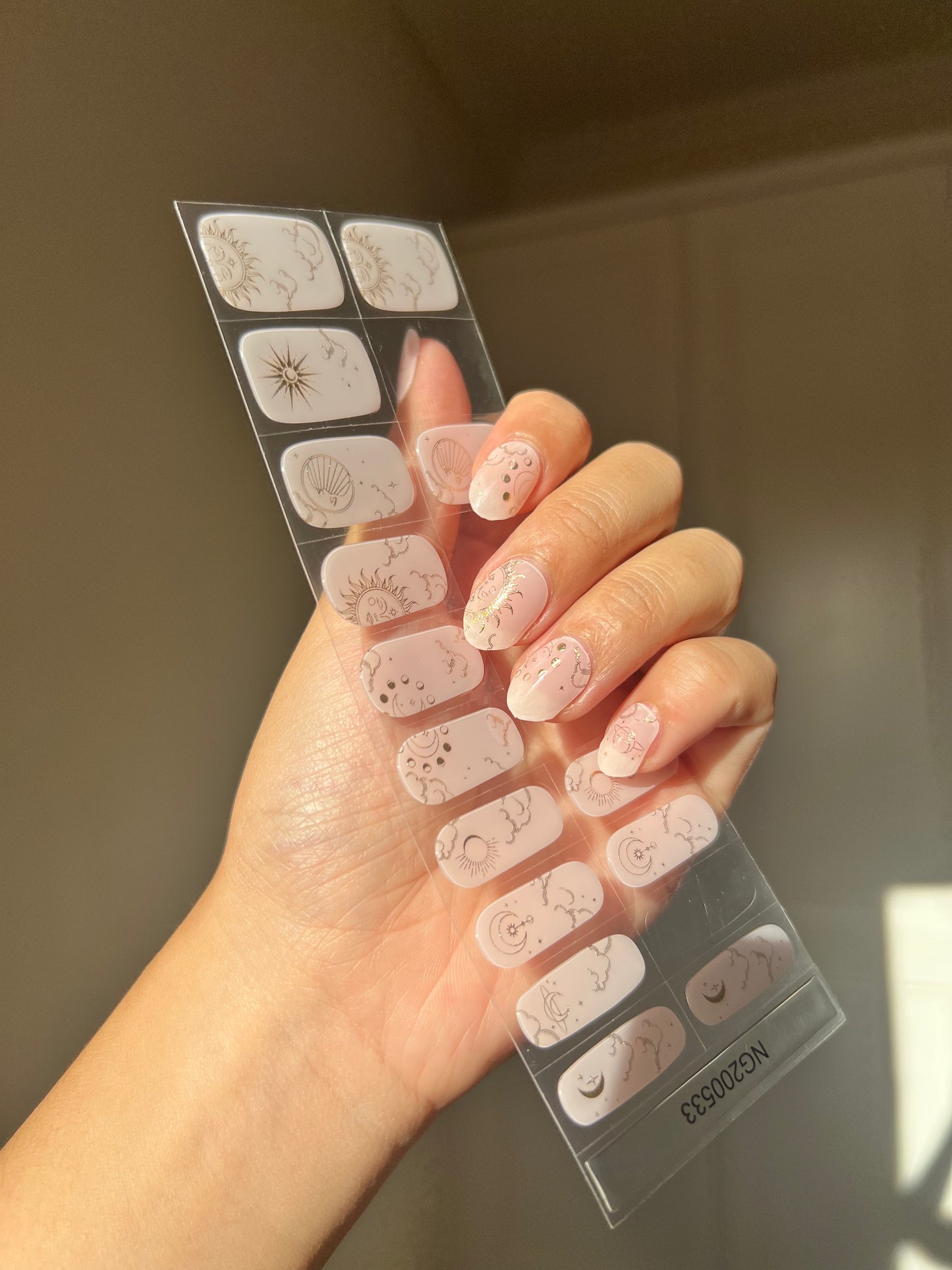NUEVO Kit de pegatinas para uñas de gel semicurado color nude dorado celestial