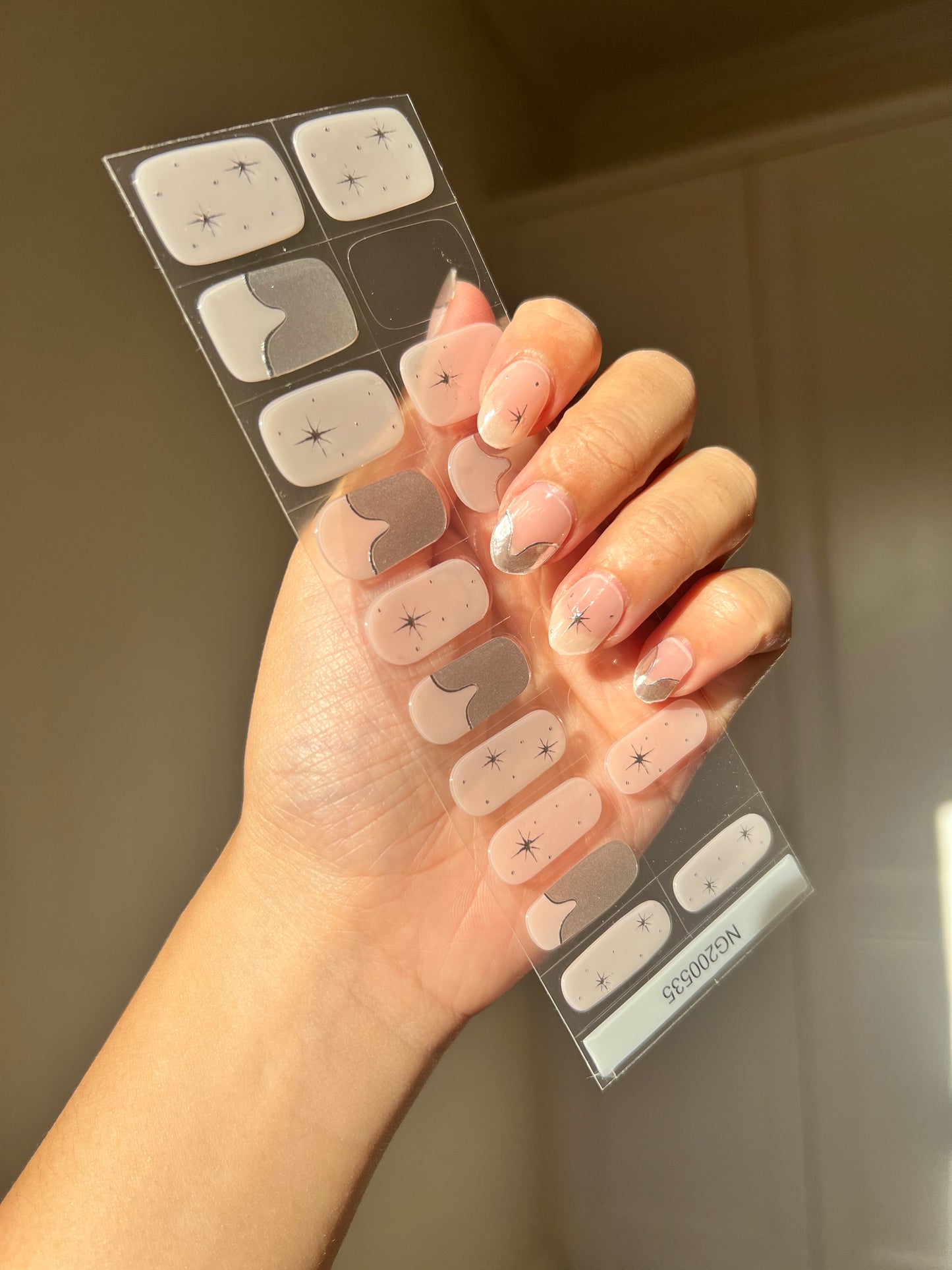 NEW Melting Moonlight Silver Chrome DIY Semicured Gel Nail Sticker Kit