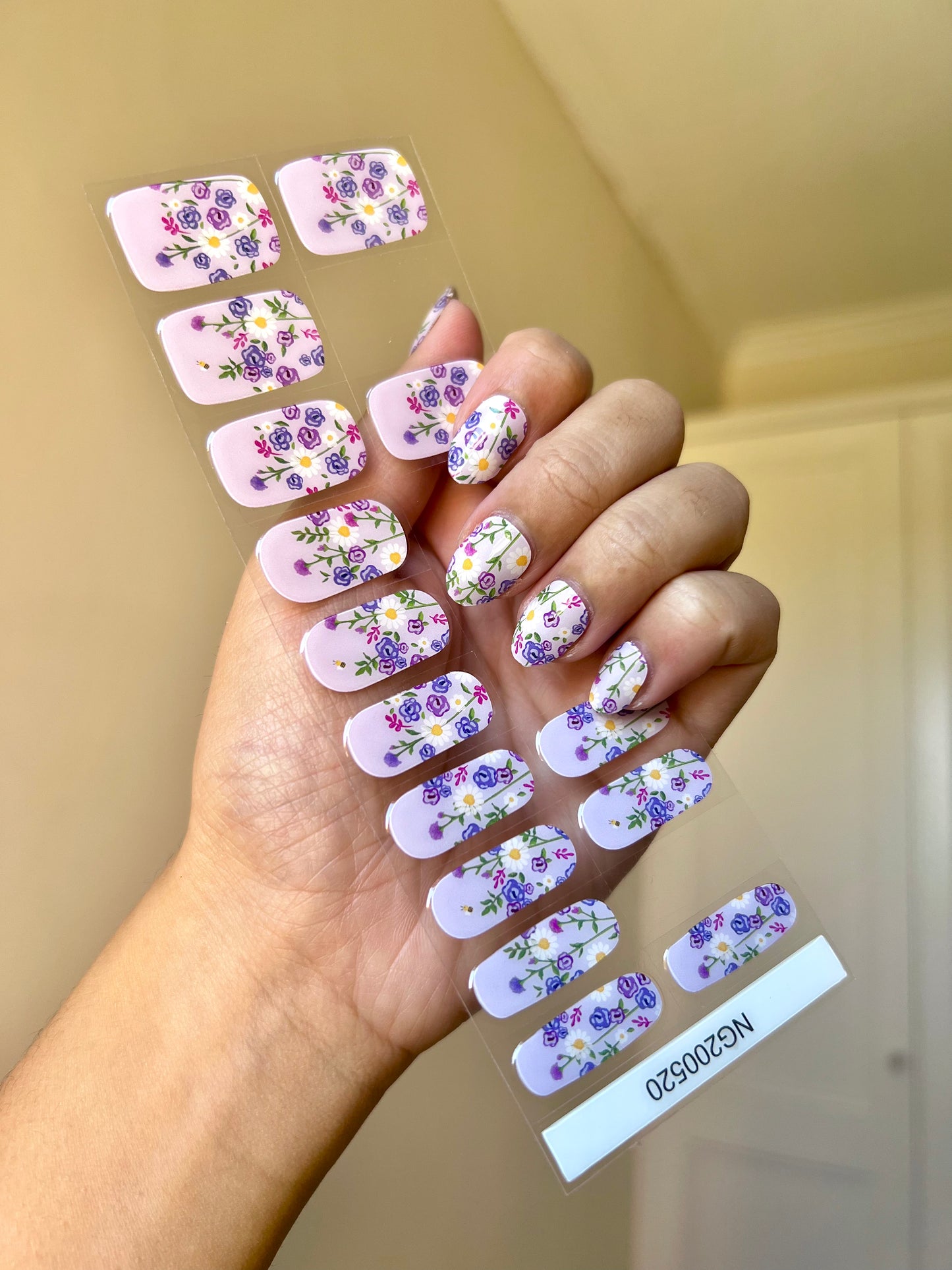 NEW Pastel Purple Lavender Bloom DIY Semicured Gel Nail Sticker Kit