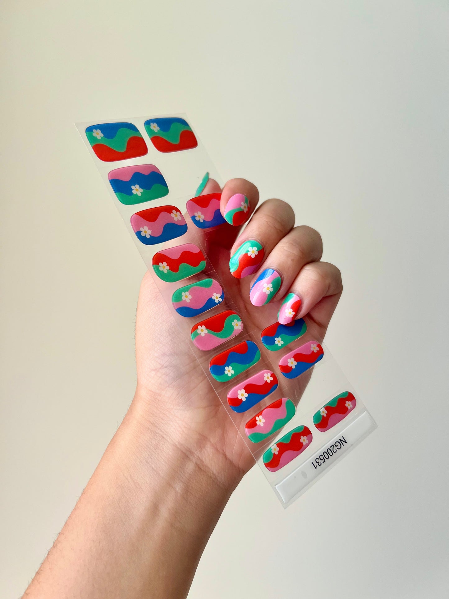 Retro Rainbow Flower Power DIY Semicured Gel Nail Sticker Kit