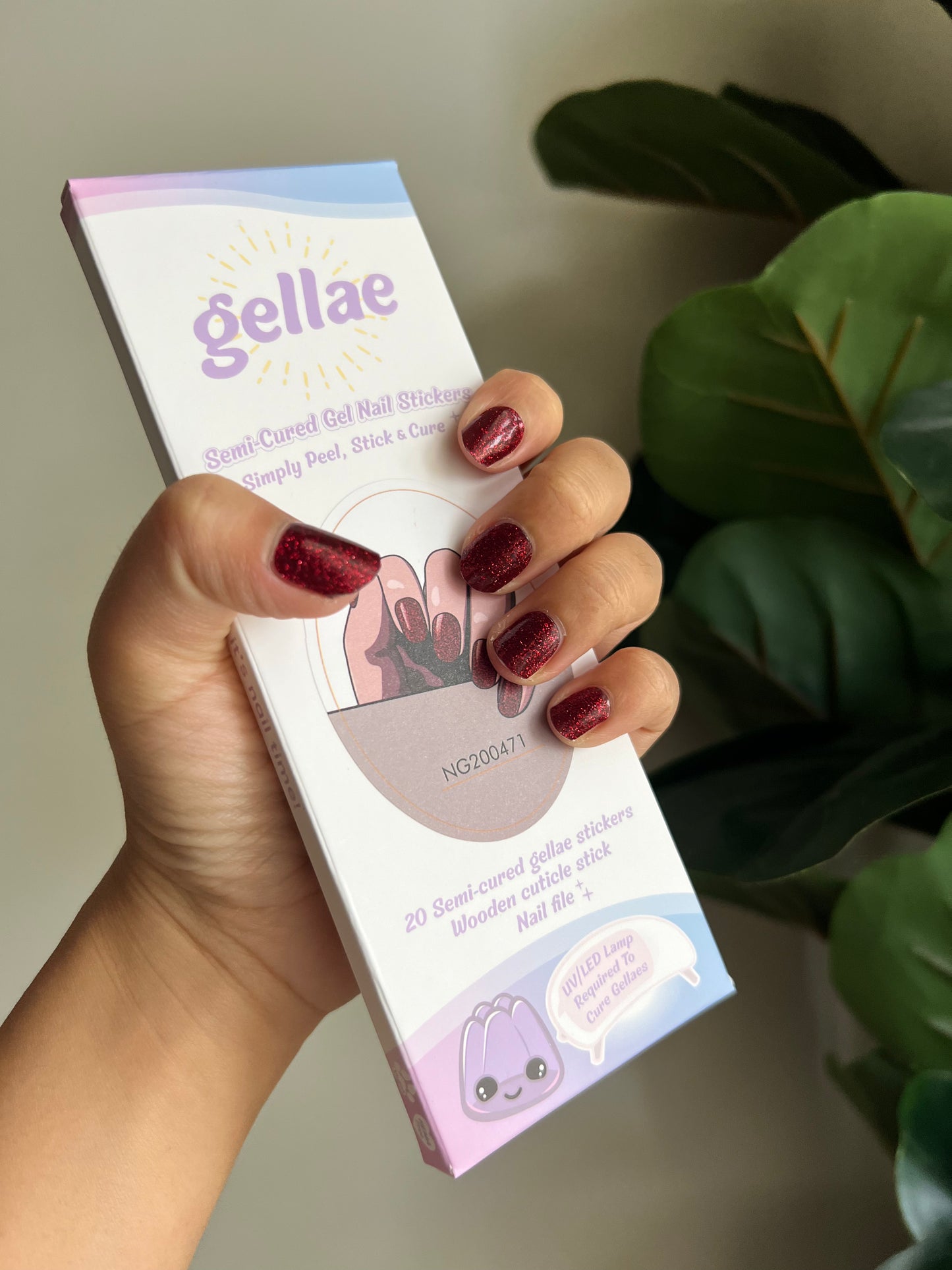 Ruby Red Shimmer DIY Semicured Gel Nail Sticker Kit