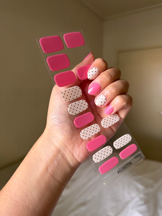 NEW Bubblegum Polka Dot Party DIY Semicured Gel Nail Sticker Kit
