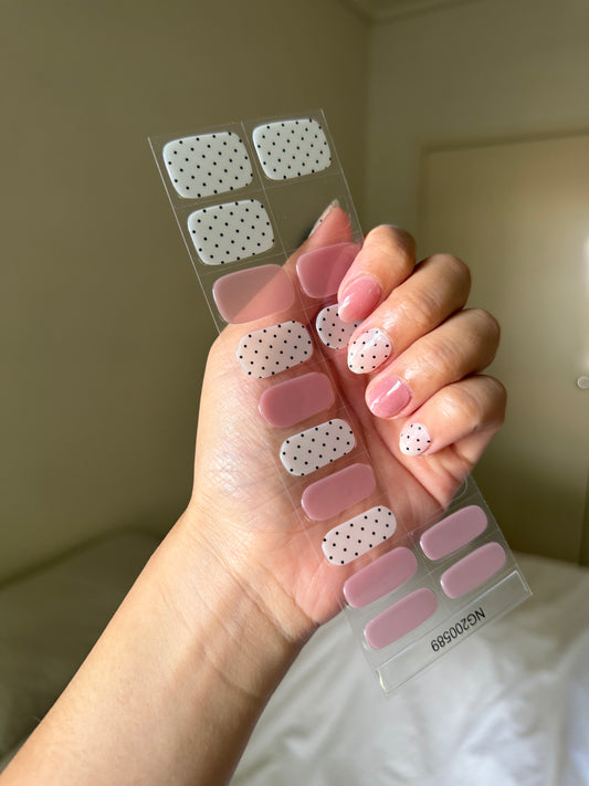 NEW Rosy Apricot Polka DIY Semicured Gel Nail Sticker Kit