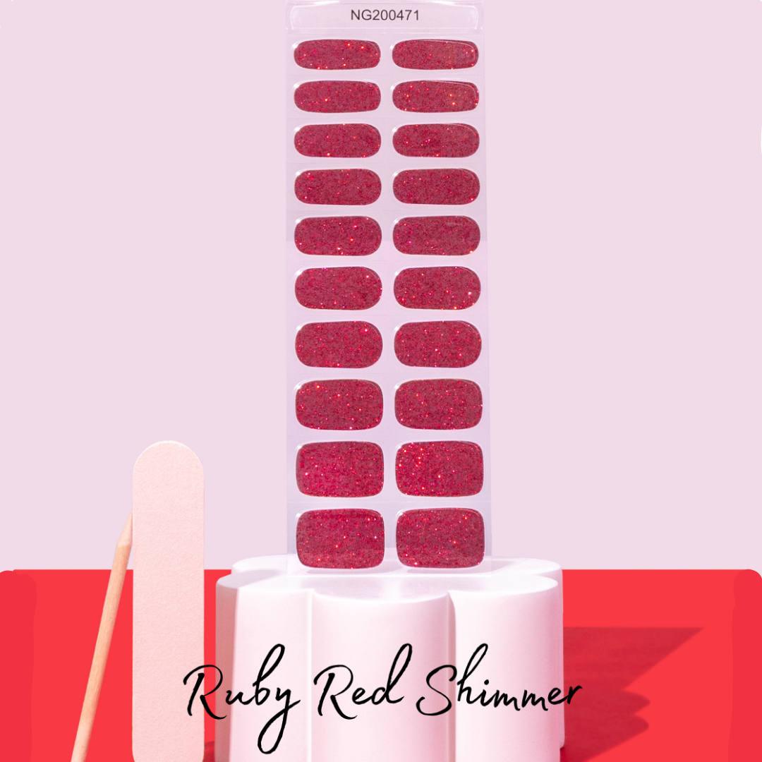 Ruby Red Shimmer DIY Semicured Gel Nail Sticker Kit