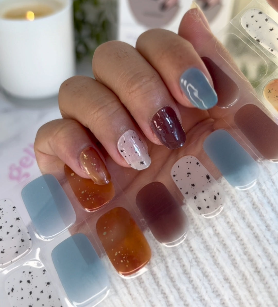 Kit de pegatinas para uñas de gel semicurado "Otoño amanecer cielos"