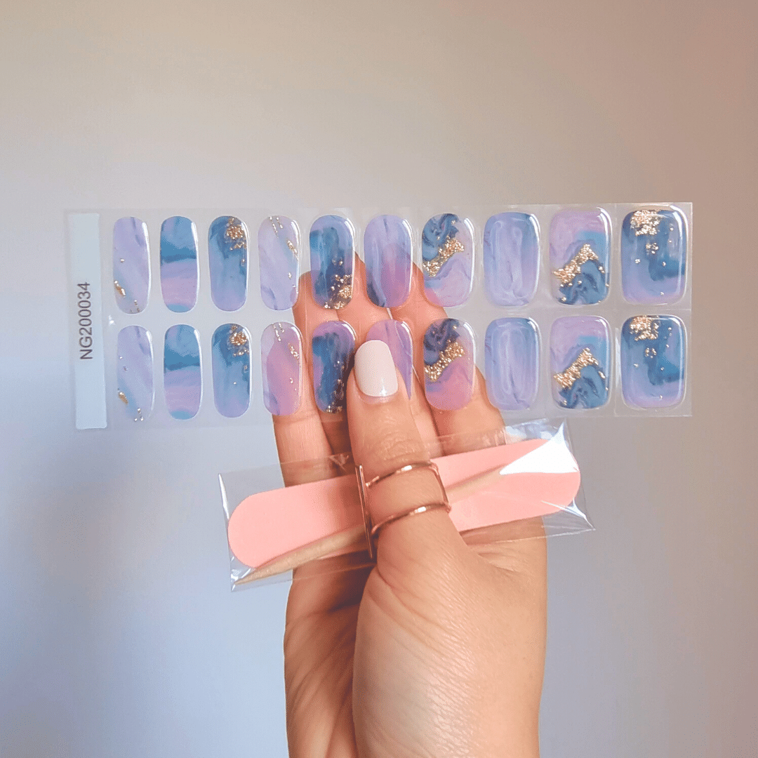 Gellae Azure Blue Waves DIY Semicured Gel Nail Sticker Wrap Kit