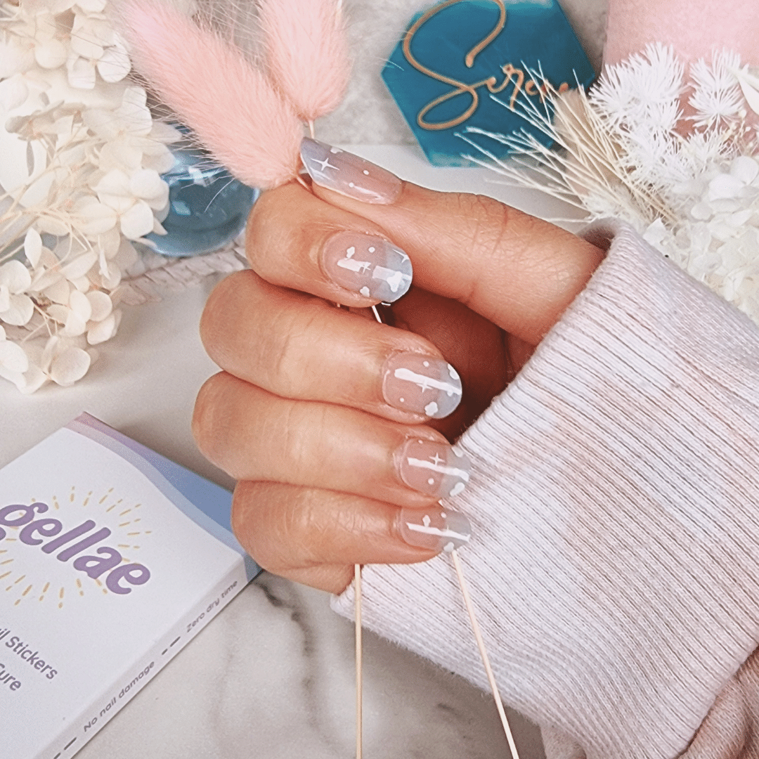 Kit de pegatinas para uñas de gel semicurado Cloudy Daydream DIY