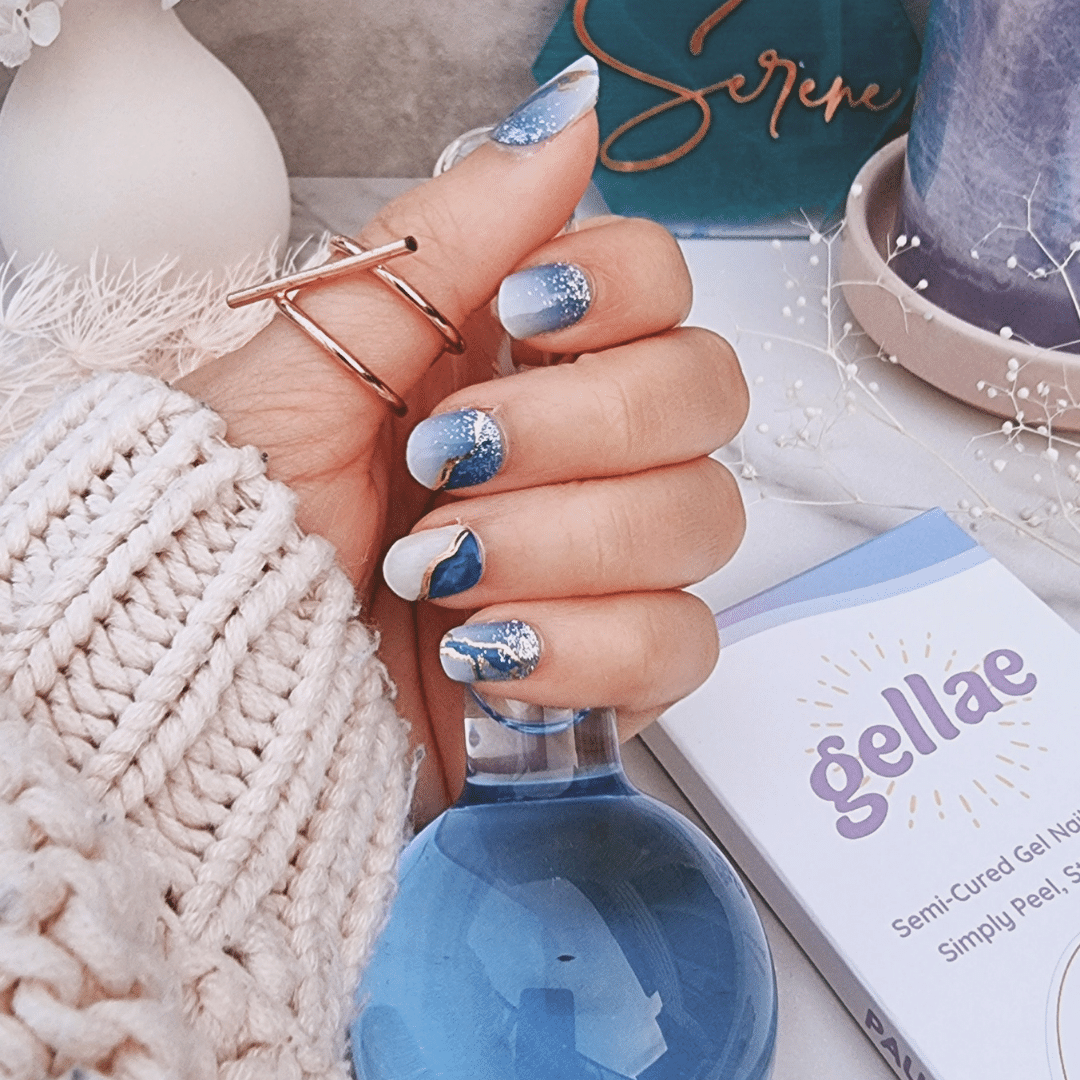 Gellae Midnight Snow DIY Semicured Gel Nail Sticker Wrap Kit 1