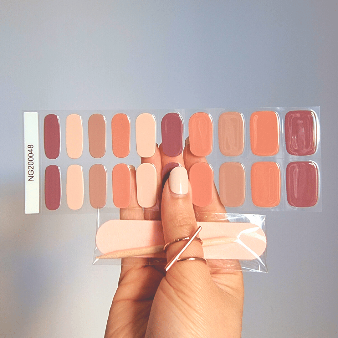 Gellae Nude And Wine DIY Semicured Gel Nail Sticker Wrap Kit