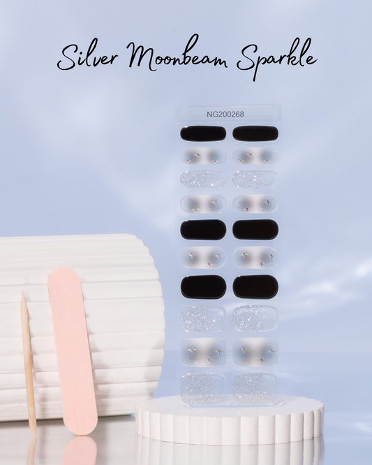 Gellae NEW Silver Moonbeam Sparkle DIY Semicured Gel Nail Sticker Kit (Limited Edition)