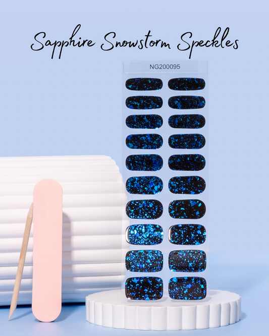 Gellae NEW Sapphire Snowstorm Speckles DIY Semicured Gel Nail Sticker Kit (Limited Edition)