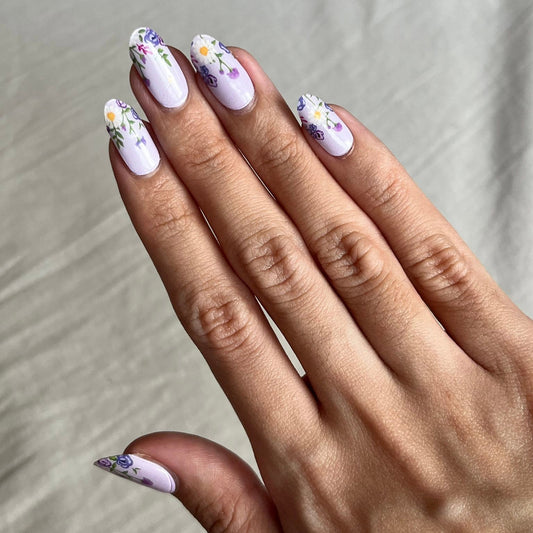 Pastel Purple Lavender Bloom DIY Semicured Gel Nail Sticker Kit