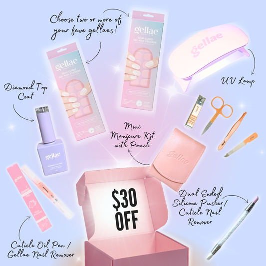 Kit de inicio de pegatinas de gel para uñas (Lámpara UV gratis con 2 o más pegatinas de gel)