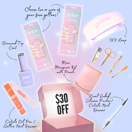 Kit de inicio de pegatinas de gel para uñas (Lámpara UV gratis con 2 o más pegatinas de gel)
