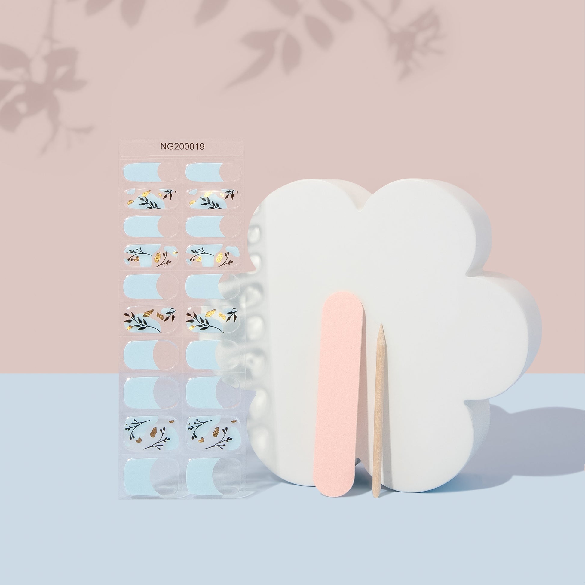 Blue Floral Daze DIY Semicured Gel Nail Sticker Kit