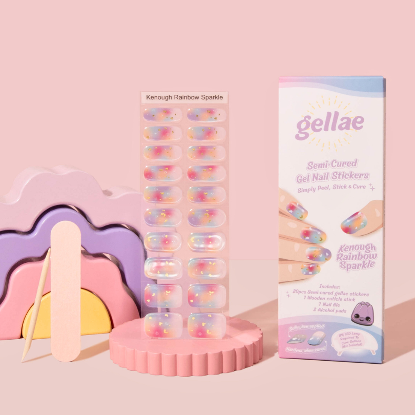 Gellae Kenough Rainbow Sparkle DIY Semicured Gel Nail Sticker Kit (LIMITED EDITION)