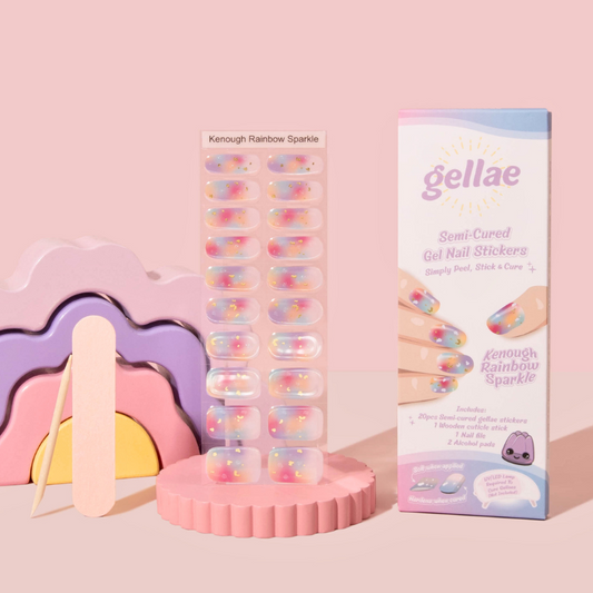 Gellae Kenough Rainbow Sparkle DIY Semicured Gel Nail Sticker Kit (LIMITED EDITION)