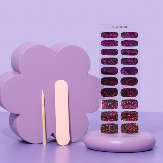 Kit de pegatinas para uñas de gel semicurado color amatista medianoche (moteado)