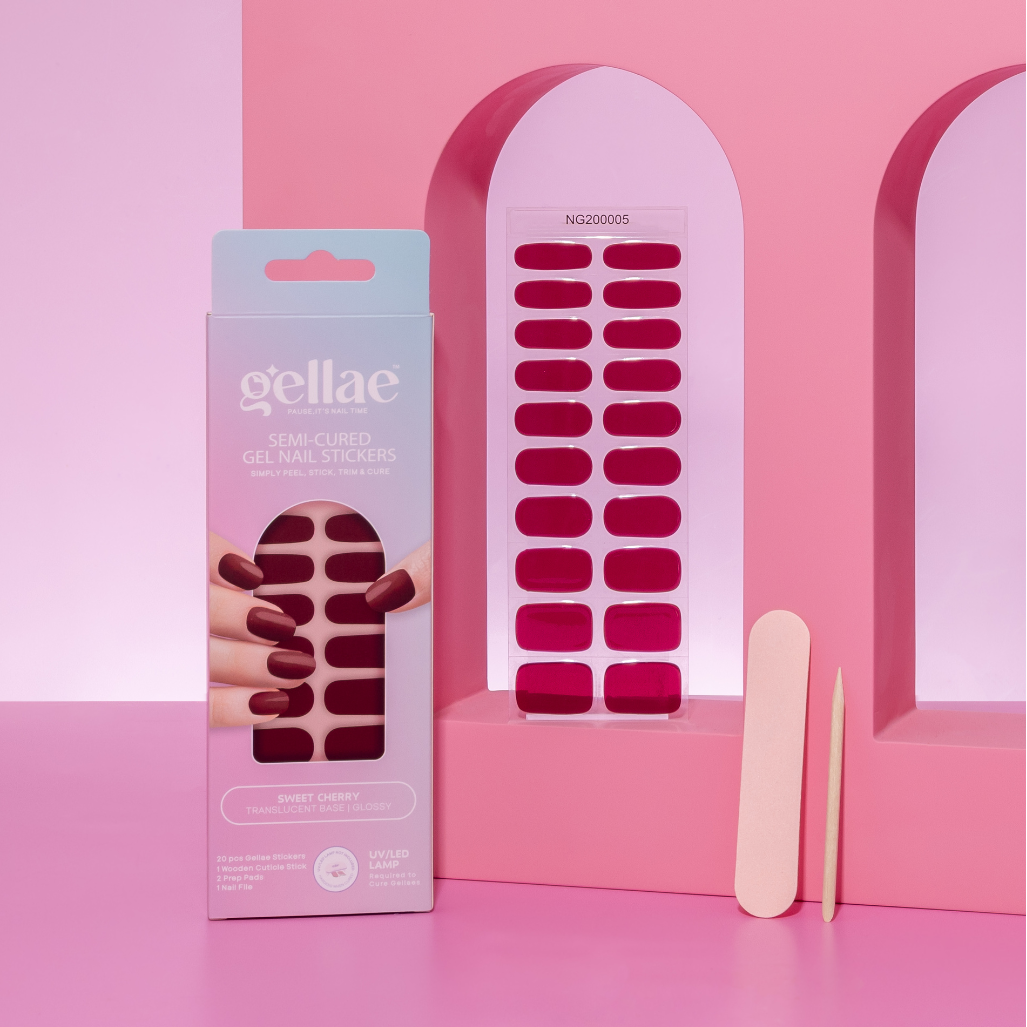 Kit de pegatinas para uñas de gel semicurado de cereza dulce