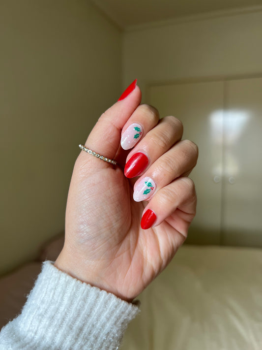 Pebermynte Candy Cane Tip DIY Semicured Gel Nail Sticker Kit (Jule Limited Edition)