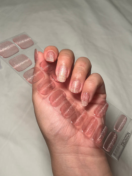 Kit de pegatinas para uñas de gel semicurado con efecto ojo de gato color champán (edición limitada)