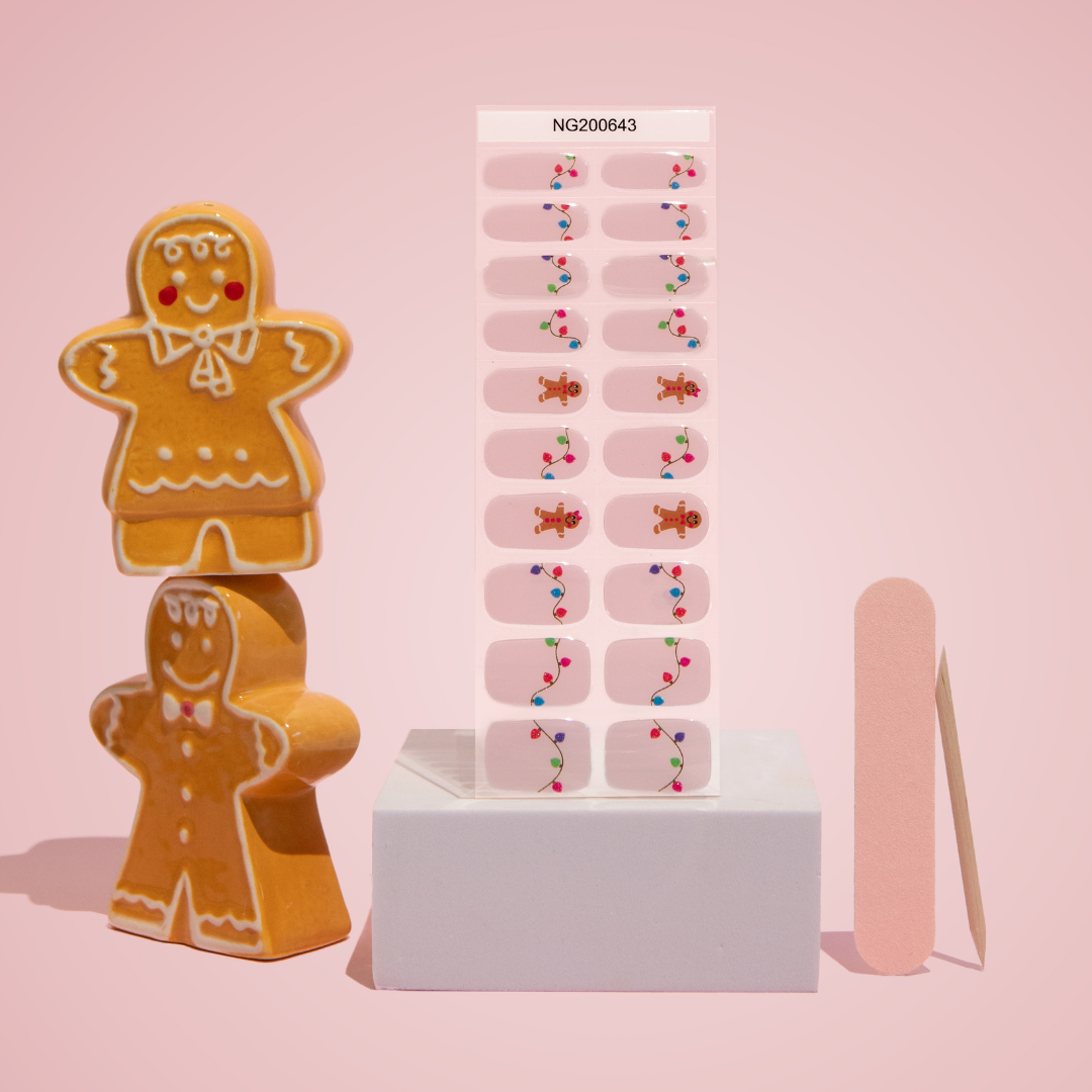 NEW Festive Gingerbread Fairy Lights DIY Semicured Gel Nail Sticker Kit (Christmas Limited Edition)