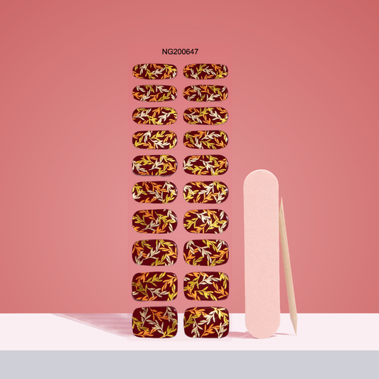 NEW Fiery Autumn Leaves DIY Semicured Gel Nail Sticker Kit