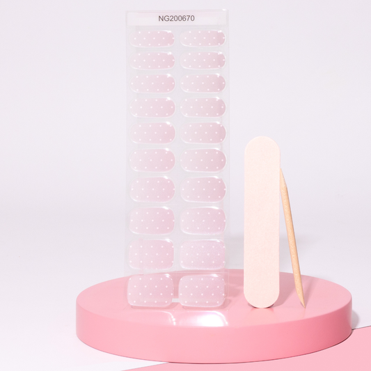 NEW Frosted Pink Polka DIY Semicured Gel Nail Sticker Kit