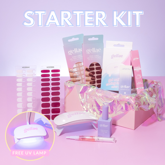 Kit de inicio de pegatinas de gel para uñas (Lámpara UV gratis con 2 o más pegatinas de gel)