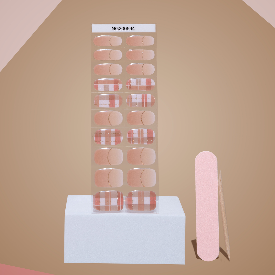 NEW Maple Plaid DIY Semicured Gel Nail Sticker Kit