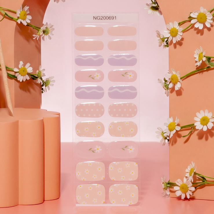NEW Pastel Daisy Lane DIY Semicured Gel Nail Sticker Kit