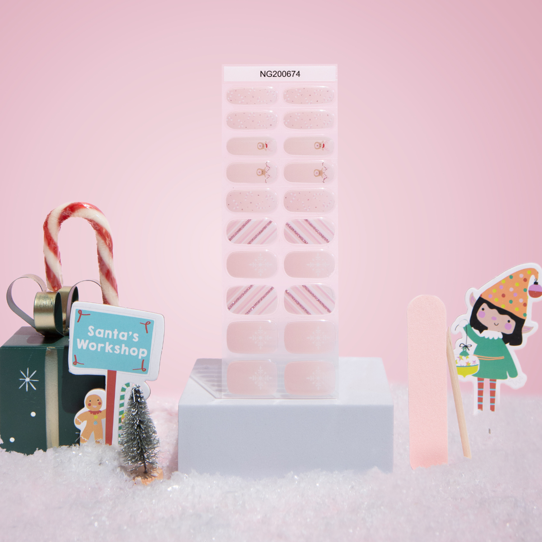 NEW Pink Reindeer Blitz DIY Semicured Gel Nail Sticker Kit (Christmas Limited Edition)