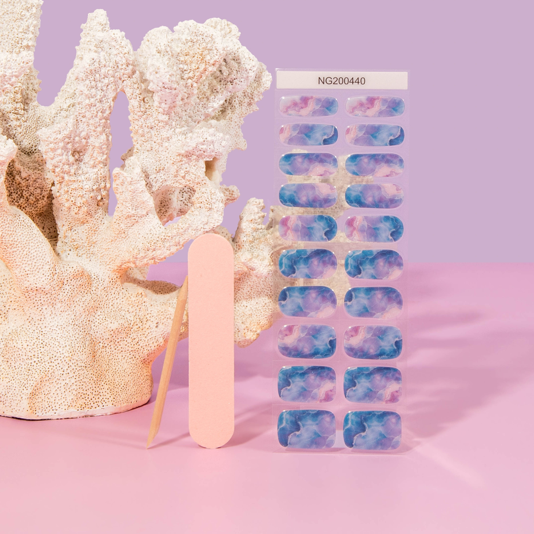 Kit de pegatinas para uñas de gel semicurado para crear tu propia piscina de rocas de geoda morada