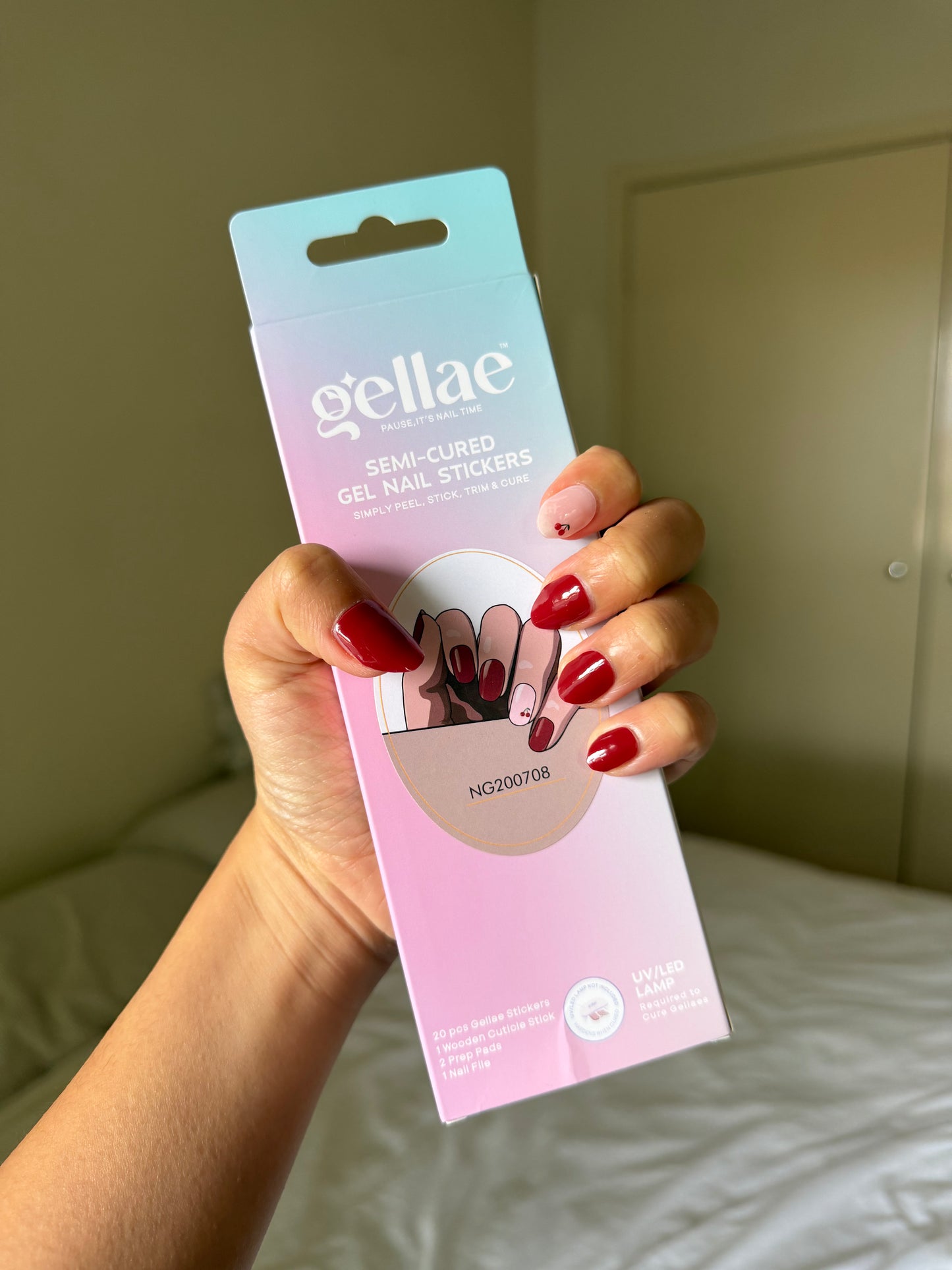 NEW Wild Cherry Gloss DIY Semicured Gel Nail Sticker Kit