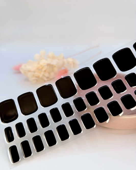 (PEDI/TOES) Midnight Black DIY Semicured Gel Nail Sticker Kit
