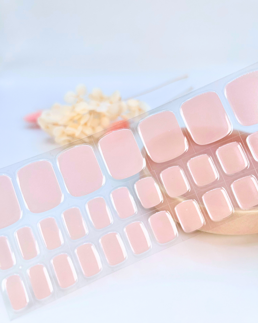 (PEDI/TOES)  Pink Hailey Glazed Donut Semicured Gel Nail Sticker Kit
