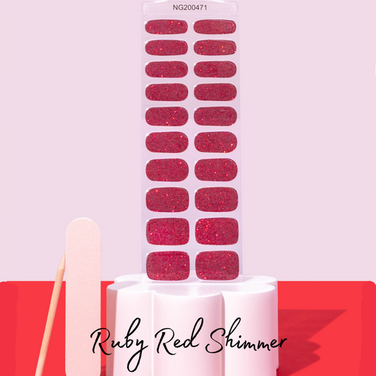 Ruby Red Shimmer DIY Semicured Gel Nail Sticker Kit