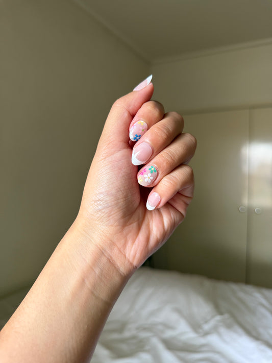 Spring Garden French Tip DIY Semicured Gel Nail Sticker Kit